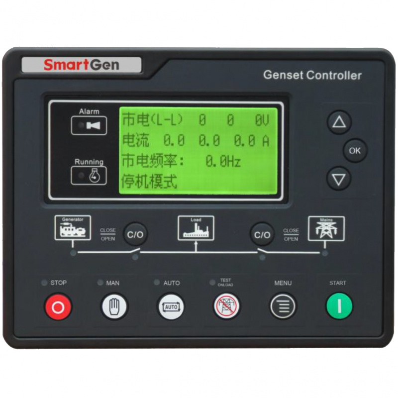 SmartGen HGM6120U Generator controller, LCD display, silicone panel, AMF